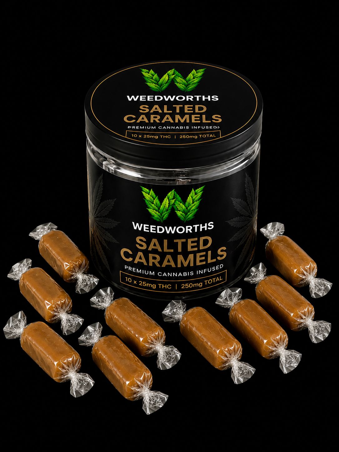 THC SALTED CARAMELS 250MG